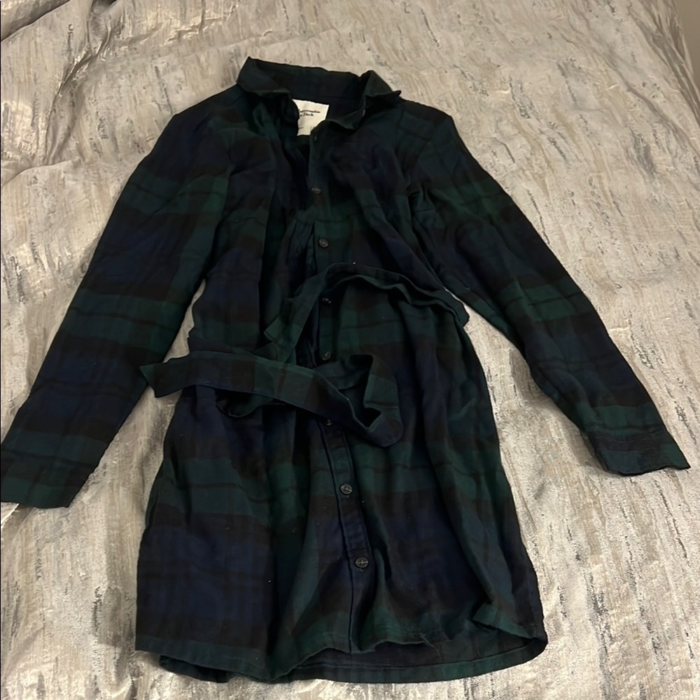 Abercrombie and Fitch Plaid Flannel Women's Dress in Green and Blue